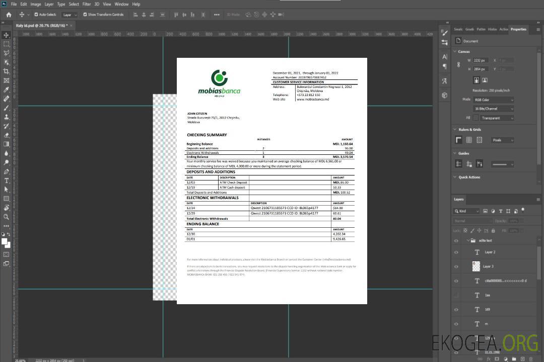 Modèle de relevé bancaire Moldavie Mobiasbanca au format Word et PDF template Modèle de relevé bancaire Moldavie Mobiasbanca au format Word et PDF template